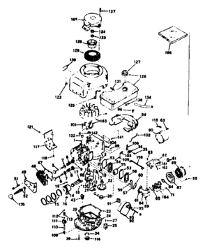 Basic Engine Diagram and Parts List for 143226012  Craftsman Engine