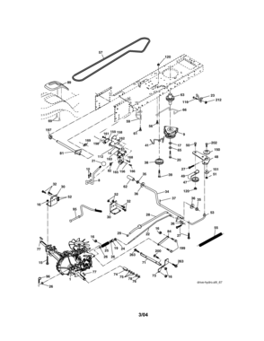 Ground Drive Diagram and Parts List for 917273621  Craftsman Lawn Tractor