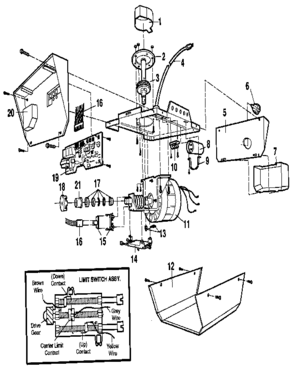 Opener Assembly Diagram and Parts List for 13953913SRT  Craftsman Garage Door Opener