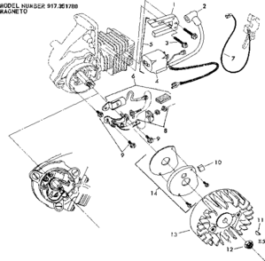 Magneto Diagram and Parts List for 917351780  Craftsman Chainsaw