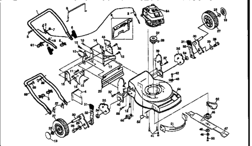 Main Frame Diagram and Parts List for 917376860  Craftsman Lawn Mower