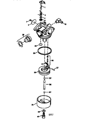 Carburetor No. 632733 Diagram and Parts List for 143976002  Craftsman Engine