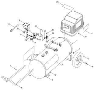 Default Diagram and Parts List for 919-16714 Type 1 Craftsman Compressor