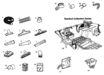 Accessories And Sawdust Collection Series Diagram and Parts List for 113177825  Craftsman Utility Vacuum