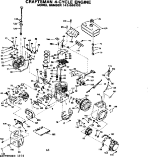 Engine Diagram and Parts List for 143686102  Craftsman Engine