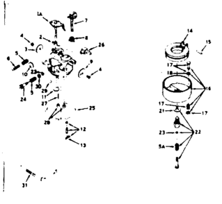 Carburetor Diagram and Parts List for 143184082  Craftsman Engine
