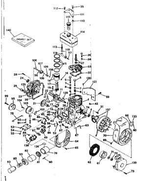 Basic Engine Diagram and Parts List for 143571122  Craftsman Engine