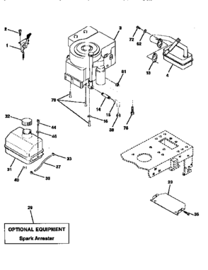 Engine Diagram and Parts List for 917258112  Craftsman Lawn Tractor