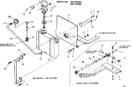 Oil Make-up And Dual Fuel Systems Diagram and Parts List for 580325050  Craftsman Engine