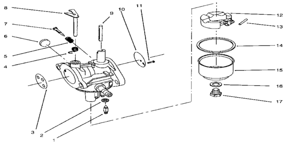 Carburetor Assembly Diagram and Parts List for 3934  Craftsman Lawn Mower