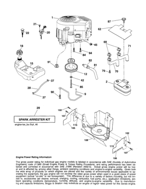 Engine Diagram and Parts List for 917254280  Craftsman Lawn Tractor