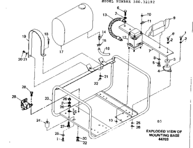 Mounting Base Diagram and Parts List for 58032192  Craftsman Engine