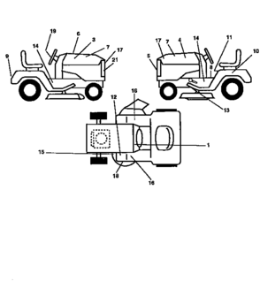 Decals Diagram and Parts List for 917258101  Craftsman Lawn Tractor