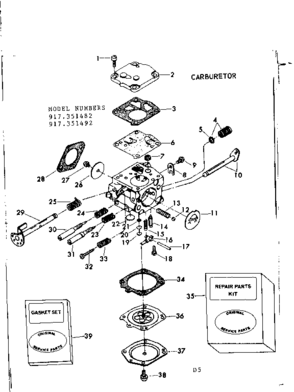 Carburetor Diagram and Parts List for 917351482  Craftsman Chainsaw