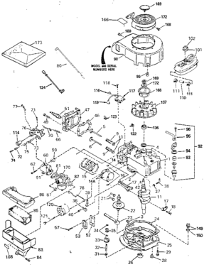 Engine Diagram and Parts List for 143384552  Craftsman Engine
