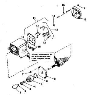 Starter Motor Diagram and Parts List for 143680012  Craftsman Engine