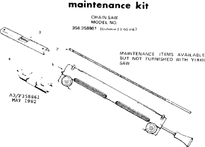 Maintenance Kit Diagram and Parts List for 358358861  Craftsman Chainsaw