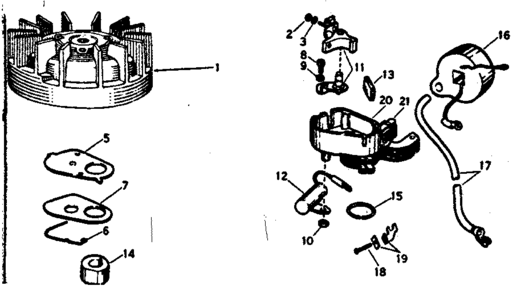 Magneto No. 610624 Diagram and Parts List for 91760044  Craftsman Chainsaw