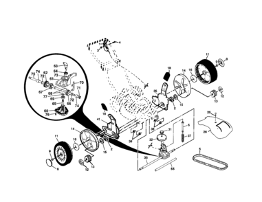 Wheels/tires/belt Diagram and Parts List for 917379090  Craftsman Lawn Mower