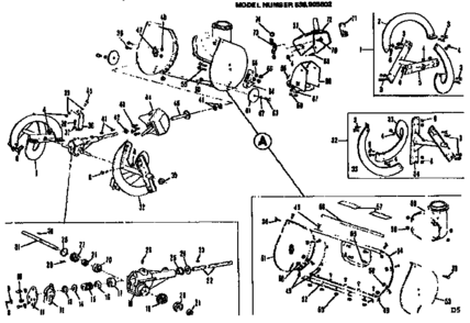 Auger Housing Assembly Diagram and Parts List for 536905602  Craftsman Snow Blower