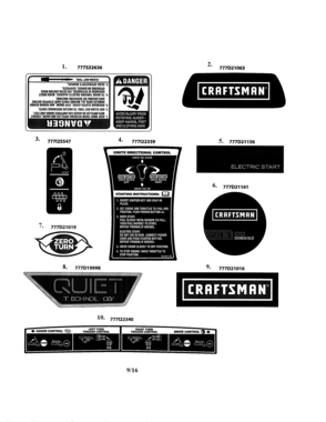 Decals Diagram and Parts List for 247883941  Craftsman Snow Blower