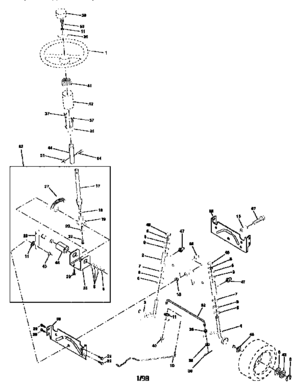 Steering Assembly Diagram and Parts List for 917270610  Craftsman Lawn Tractor