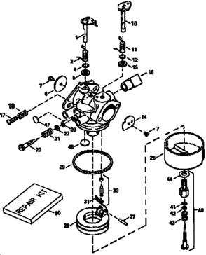 Carburetor 632691 (71/143) Diagram and Parts List for 143941004  Craftsman Engine