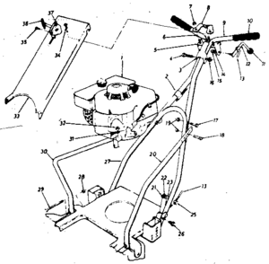 Main Frame Diagram and Parts List for 24788101  Craftsman Lawn Mower