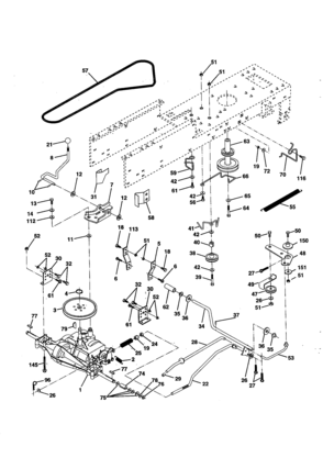 Drive Diagram and Parts List for 917259140  Craftsman Lawn Tractor