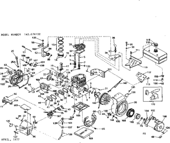 Engine Diagram and Parts List for 143676132  Craftsman Engine
