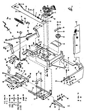 Main Frame Diagram and Parts List for 84224068  Craftsman Snow Blower