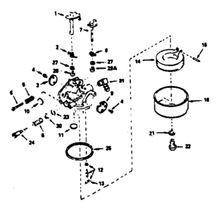 Carburetor No. 632422 Diagram and Parts List for 143376052  Craftsman Engine