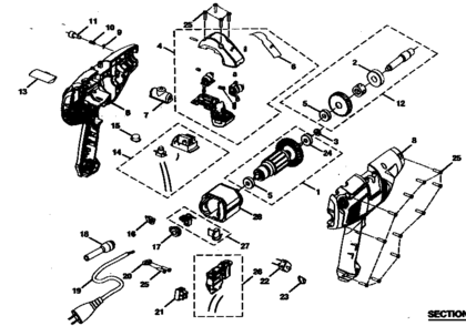 Motor Assy Diagram and Parts List for 315225860  Craftsman Boring Machine
