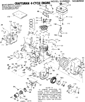 Replacement Parts Diagram and Parts List for 143665042  Craftsman Engine