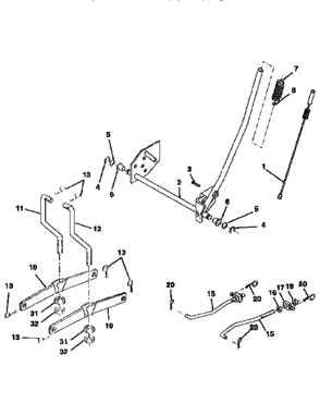 Lift Diagram and Parts List for 917258112  Craftsman Lawn Tractor