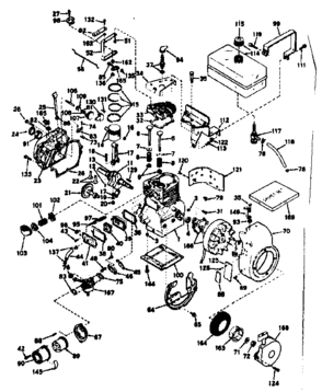 Basic Engine Diagram and Parts List for 143625042  Craftsman Engine