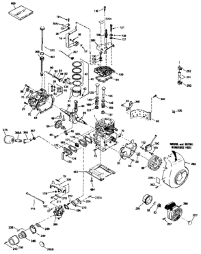 Replacement Parts Diagram and Parts List for 143836132  Craftsman Engine
