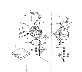 Carburetor No. 631251 Diagram and Parts List for 143562012  Craftsman Engine