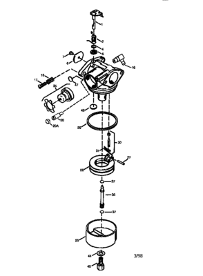 Carburetor 640147 Diagram and Parts List for 143986702  Craftsman Engine