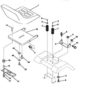 Seat Assembly Diagram and Parts List for 917256830  Craftsman Lawn Tractor