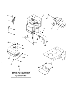 Engine Diagram and Parts List for 917277160  Craftsman Lawn Tractor