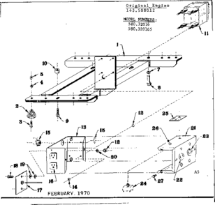 Mounting Base Diagram and Parts List for 580320165  Craftsman Engine