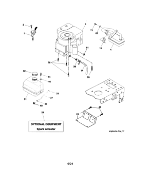Engine Diagram and Parts List for 917273753  Craftsman Lawn Tractor