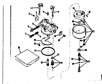 Carburetor Diagram and Parts List for 143135022  Craftsman Engine