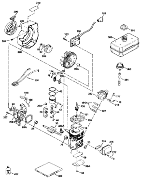 Replacement Parts Diagram and Parts List for 200731001  Craftsman Engine