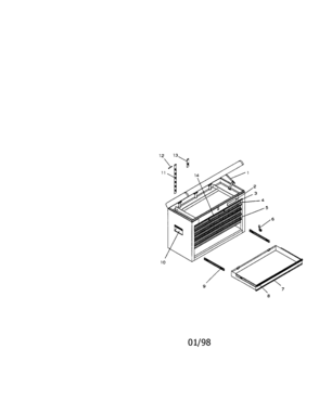8-drawer Professional Chest Diagram and Parts List for 706658381  Craftsman Tool Stand & Cart