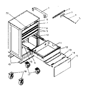 Cabinet Parts Diagram and Parts List for 706593902  Craftsman Tool Stand & Cart