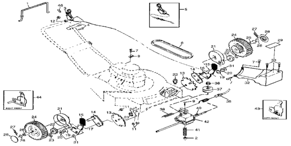 Drive Assembly Diagram and Parts List for 917378270  Craftsman Lawn Mower