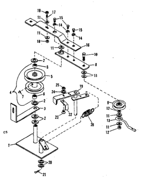Pulley Assembly Diagram and Parts List for 84224062  Craftsman Snow Blower