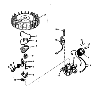 Magneto No. 610690a Diagram and Parts List for 143164182  Craftsman Engine